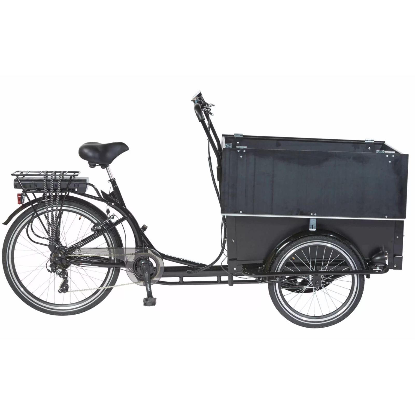 Side shot of the Amcargobikes Curve Workman 2 model in black.