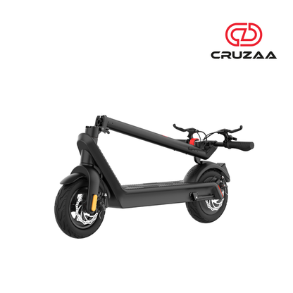 The Commuta Pro Max - In its folded position, with the Cruzaa logo in the top right.