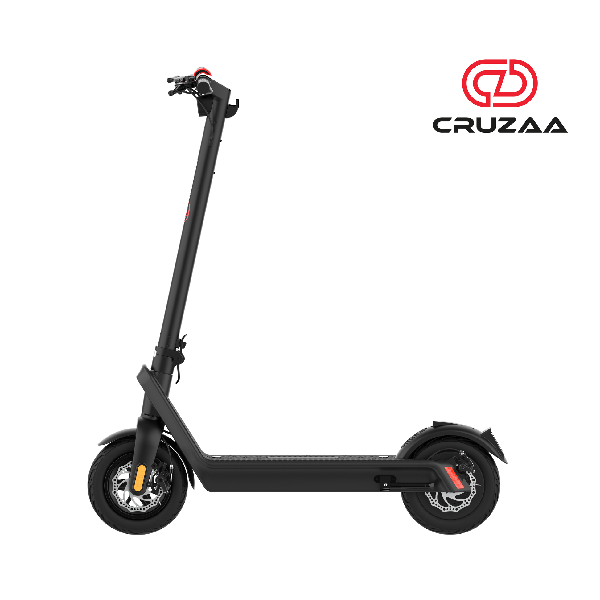 The Commuta Pro Max - Standing position and viewed from its side, with the Cruzaa logo in the top right.