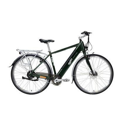 Product shot of the Emu Classic Crossbar Electric Bike in Racing Green, shown from the side.