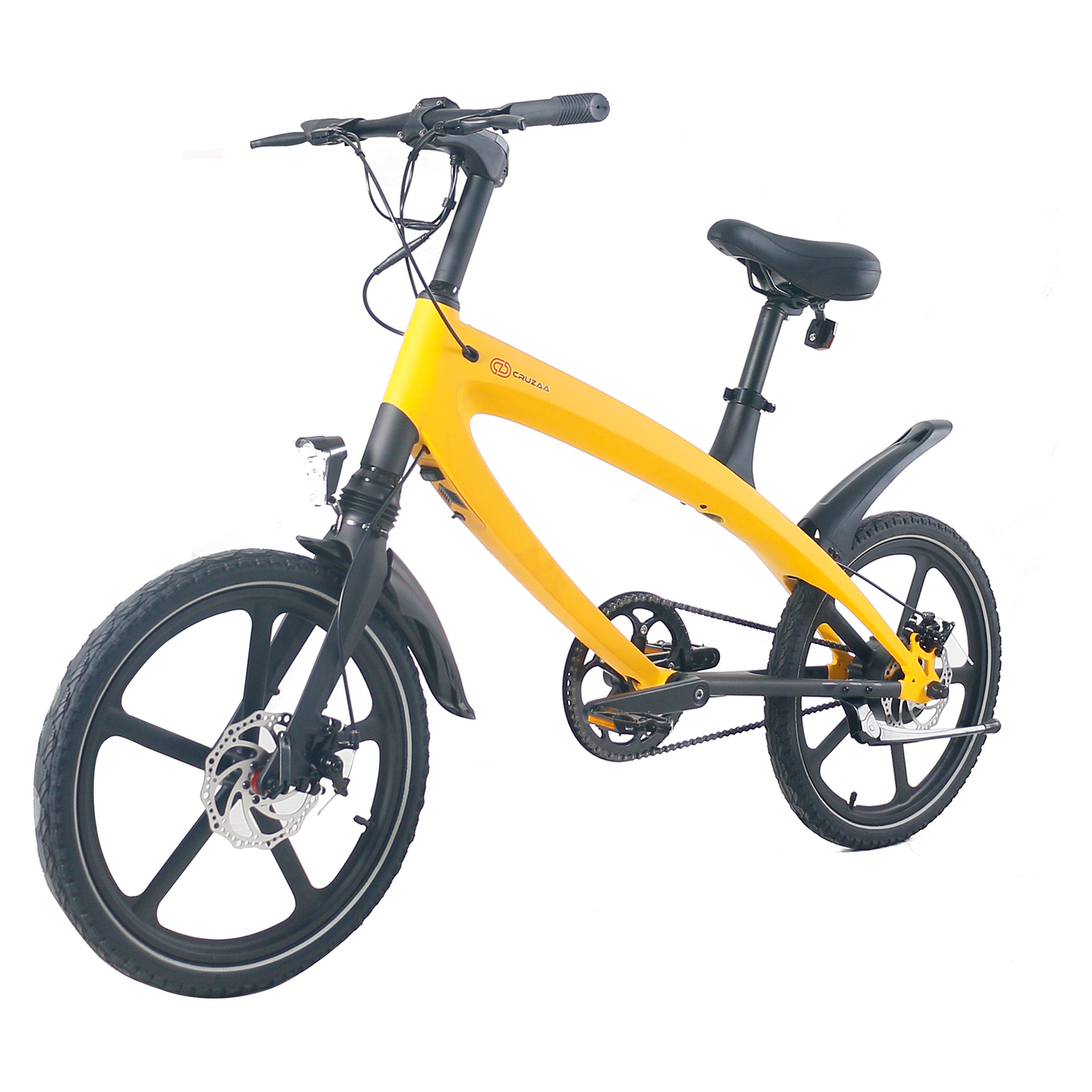 A side view of the Cruzaa E-Bike in Solarbeam Yellow.