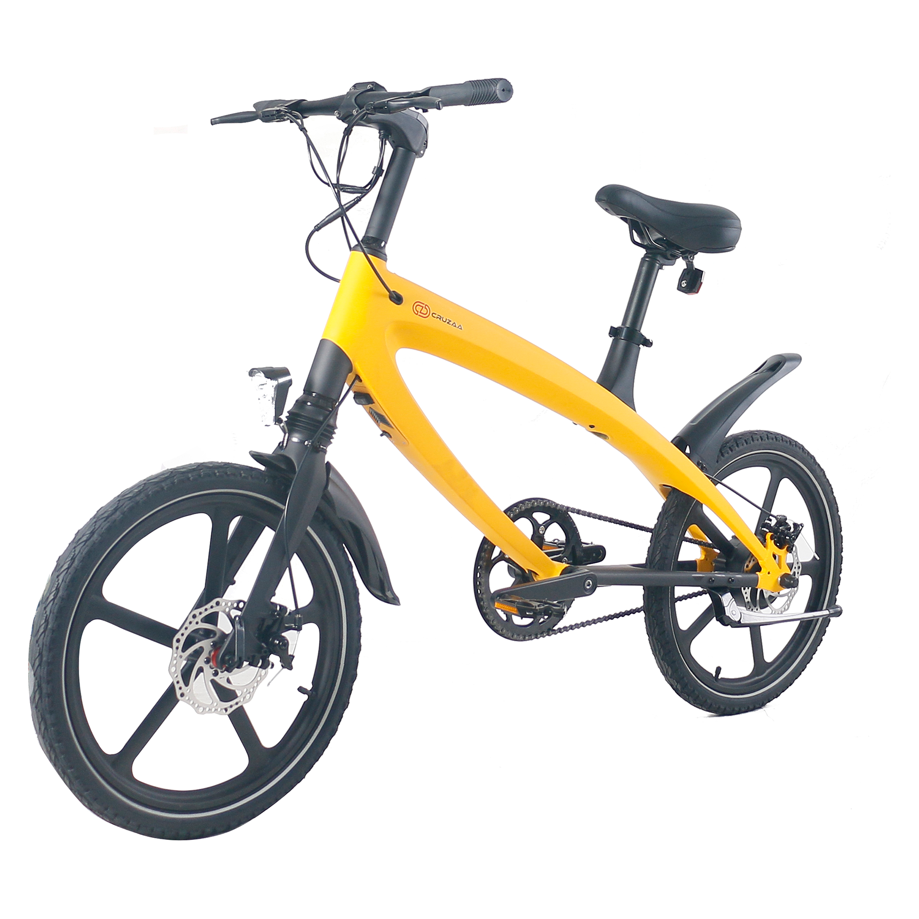 A side view of the Cruzaa E-Bike in Solarbeam Yellow.